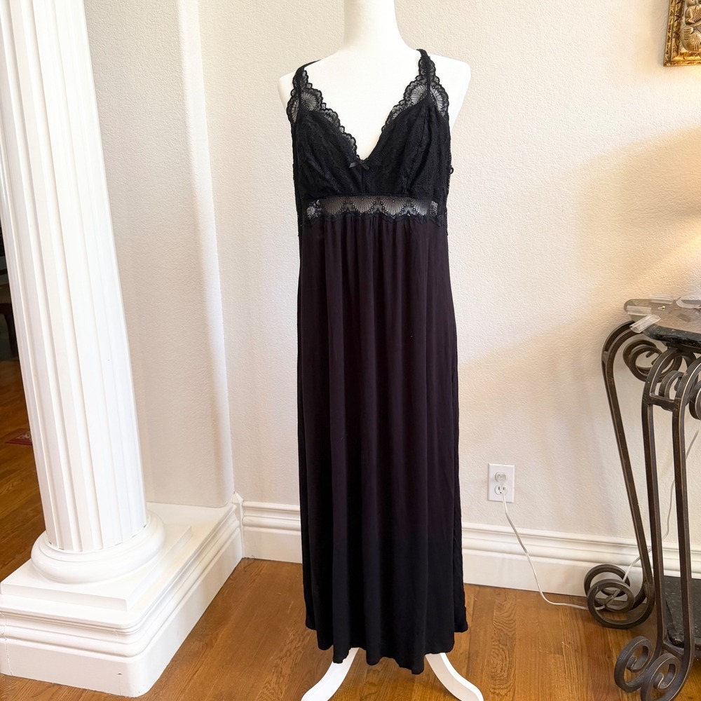 Gothic Victorian Lace Maxi Dress Racerback Chemise Dark Coquette Whimsigoth
